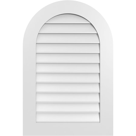 Ekena Millwork Round Top Surface Mount PVC Gable Vent: Non-Functional, w/ 3-1/2"W x 1"P Standard Frame, 24"W x 36"H GVPRT24X3601SN